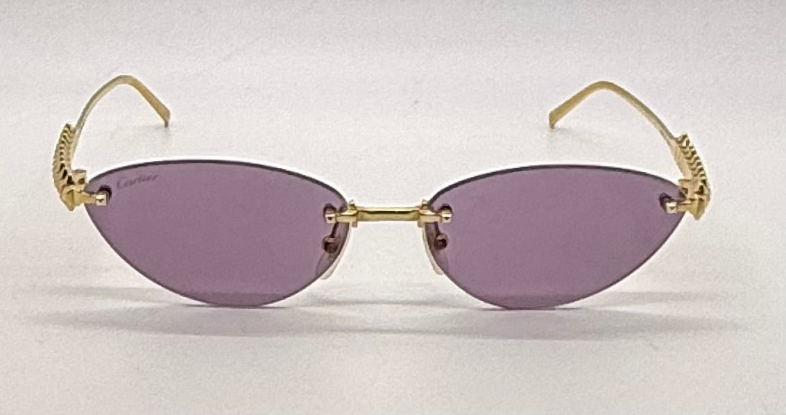 Cartier Clash de Cartier CT0543S 004 Gold Rimless Sunglasses-ZEISS Purple Lenses