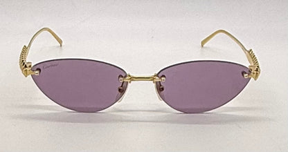 Cartier Clash de Cartier CT0543S 004 Gold Rimless Sunglasses-ZEISS Purple Lenses