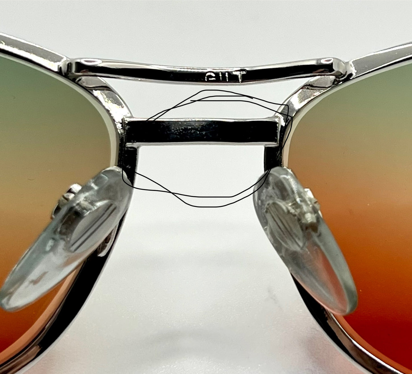 NOS SUZY GILT Vintage Silver Aviator Sunglasses w/New, Custom Sunset Fade Gradient Lenses