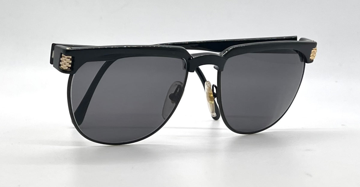 Christian Dior 2393-Vintage Black Gold Browline Sunglasses-Original/Full Kit-Germany
