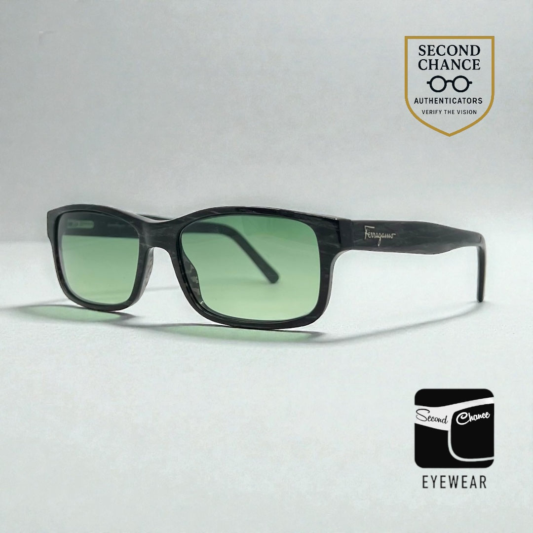 Salvatore Ferragamo 2669 593 Sunglasses w/New Solid Green Custom Lenses-53mm-Italy