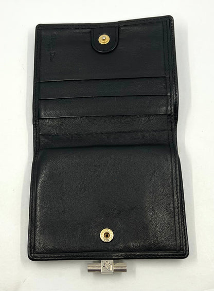 Christian Dior Vintage Black Leather Turnlock Wallet Made in France