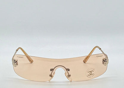 CHANEL 4086 C.124/60 Silver Shield Rimless Sunglasses – Vintage Deadstock – Made in Italy