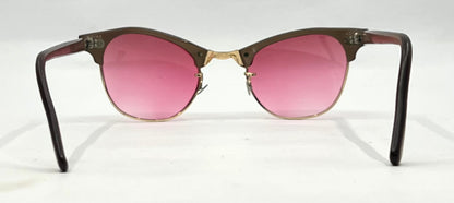 American Optical ArtCraft Vintage Browline Sunglasses 12K GF-Pink Gradient Lenses