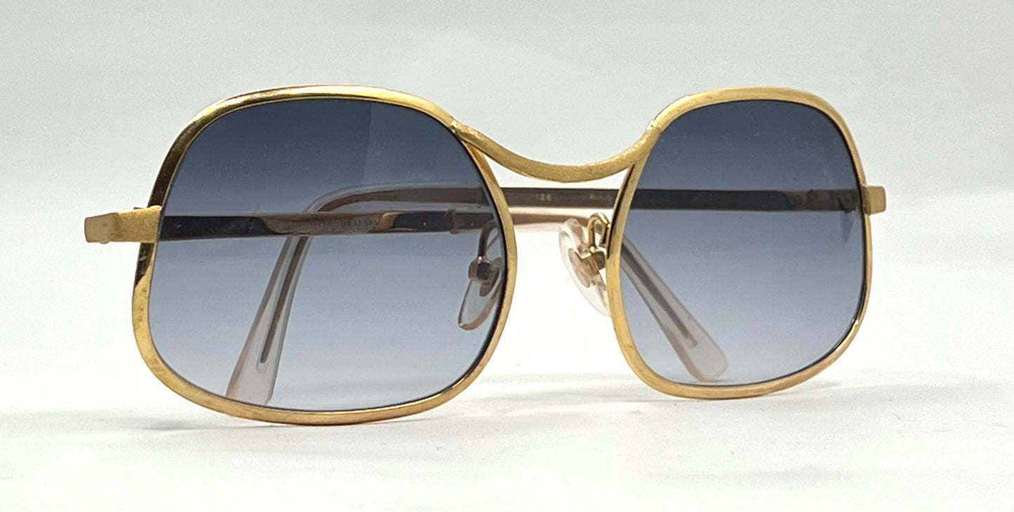 RPS Italy Gold Metal Vintage Sunglasses-New Blue Gradient Custom Tinted Lesnes