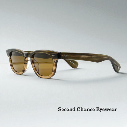 Garrett Leight LO-B BAMF 46-23 Premium Glass Sunglasses-Brown Fade – Full Kit-New