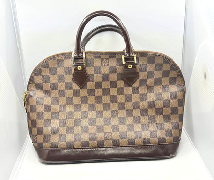 Louis Vuitton VINTAGE Alma Damier Ebene Handbag Brown Leather