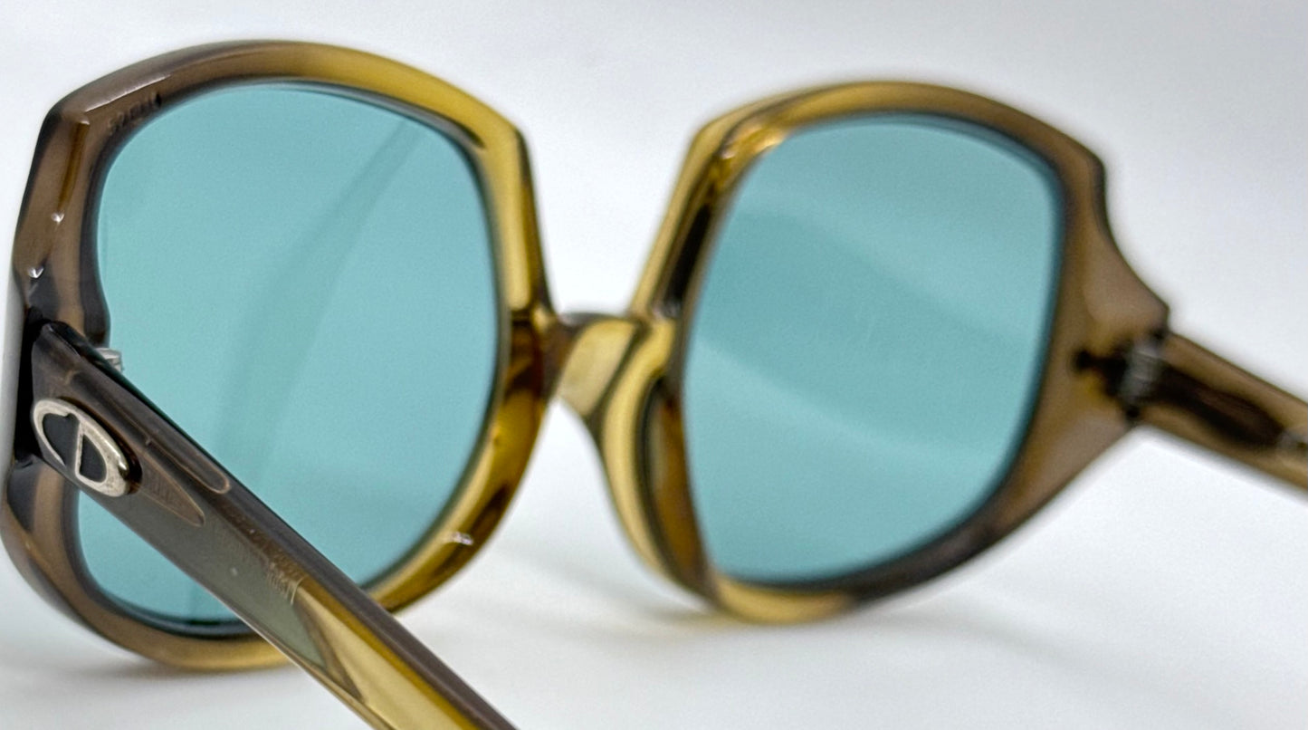 Christian Dior 644 Vintage 1970s Sunglasses w/New Aqua Solid Custom Lenses-NOS