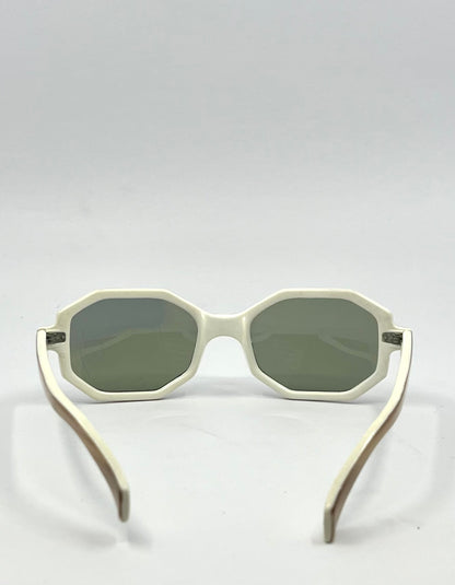 Vintage Bonjour Cool-Ray® Polaroid® 160 Octagonal Sunglasses – White/Woodgrain – Preloved