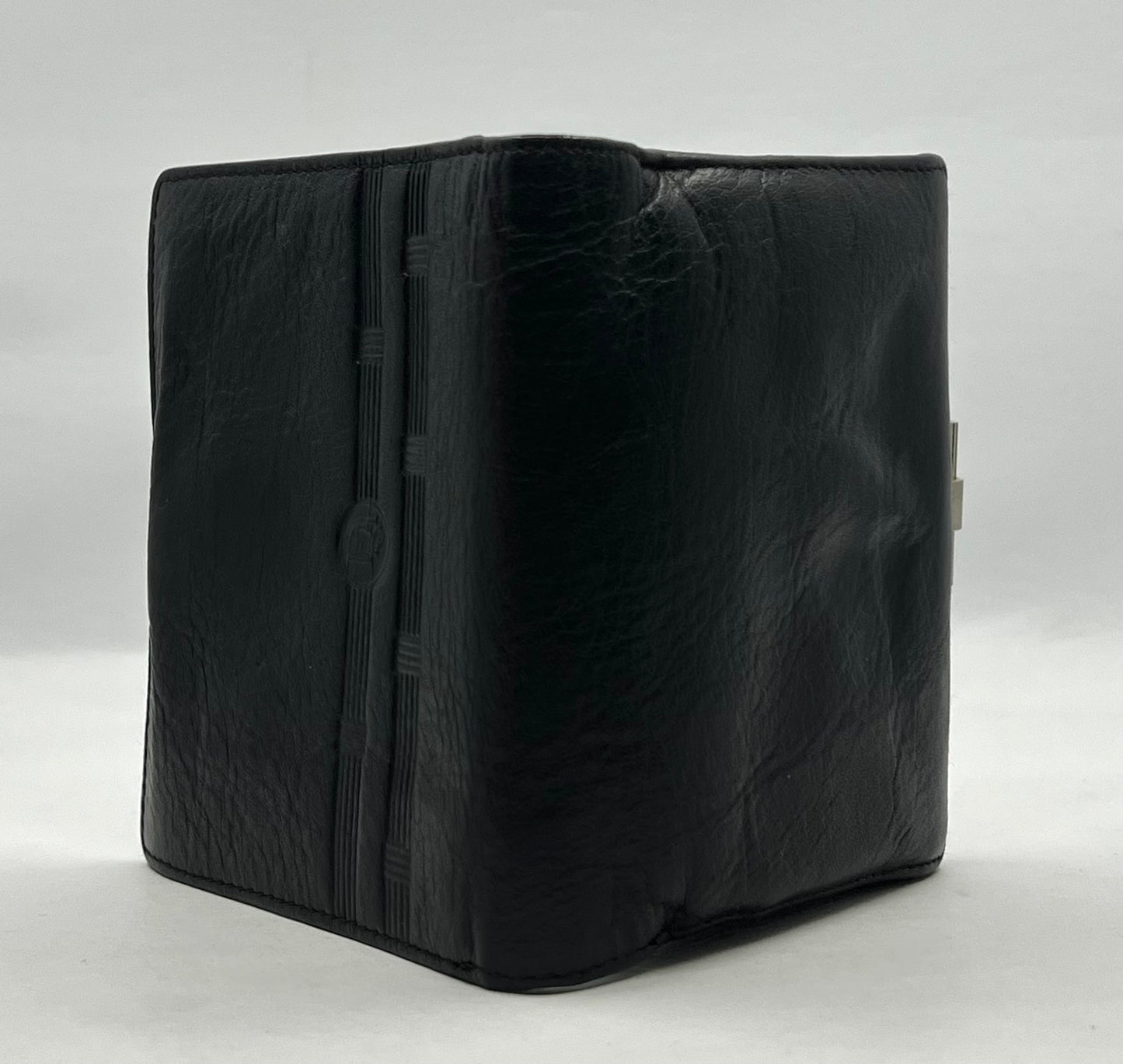 Christian Dior Vintage Black Leather Turnlock Wallet Made in France