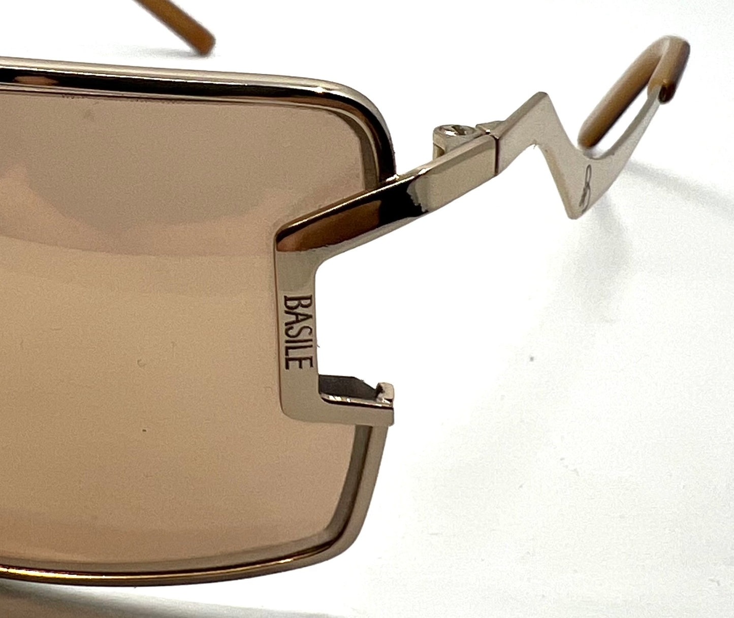 Basile 2135-Vintage Sunglasses 63mm Gold Italy Oversized Geometric Frame