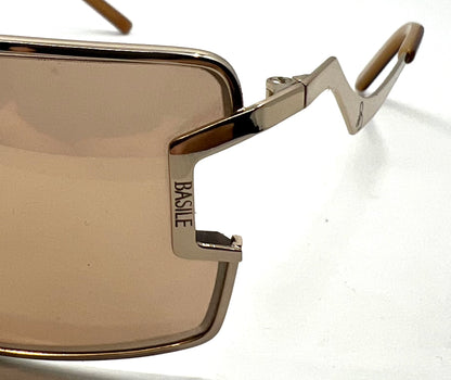 Basile 2135-Vintage Sunglasses 63mm Gold Italy Oversized Geometric Frame
