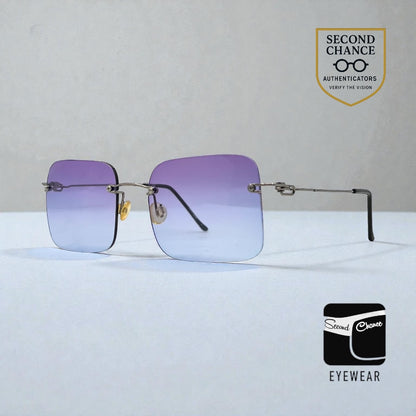 Masters 543 Rimless Gradient Sunglasses – Purple to Blue Lens – G/MET – Unworn