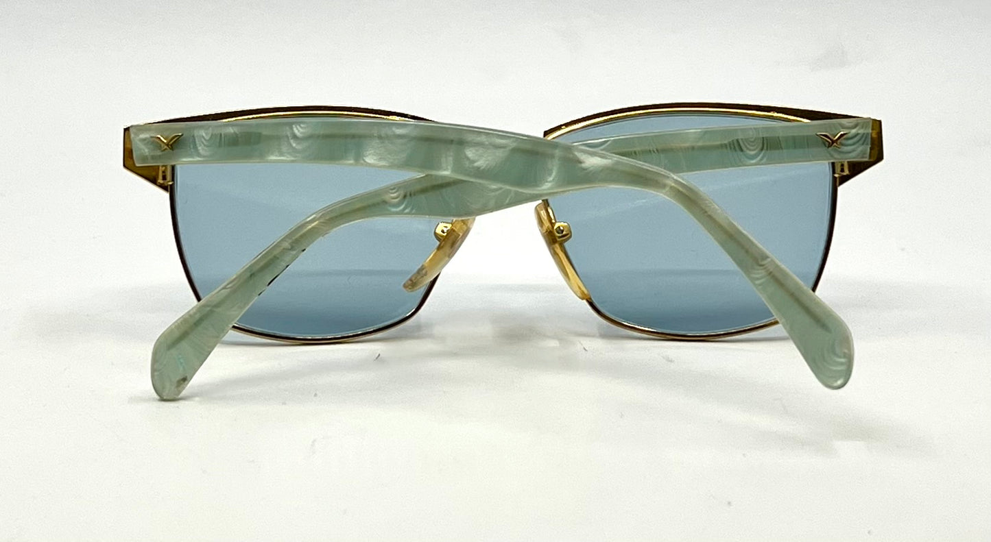 Vogart Line Mod 669 Vintage Deadstock Sunglasses Italy Custom Blue Lenses