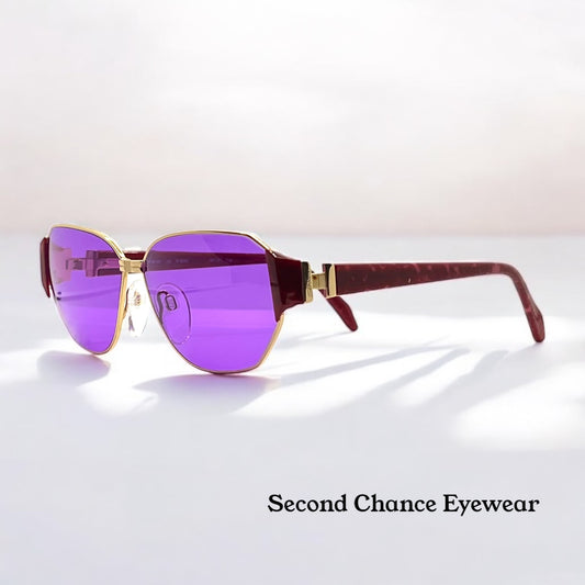 Silhouette M 6104 V 6055 Vintage Sunglasses w/New Solid Purple Custom Lenses-56mm-Unworn/NOS-Austria