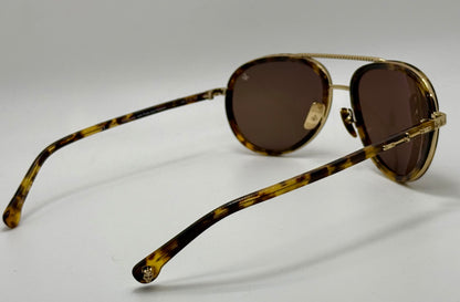 Brand New Philippe V No. 2 Classic Aviator Sunglasses – Gold-Tone & Havana with Essilor Brown HD Lenses