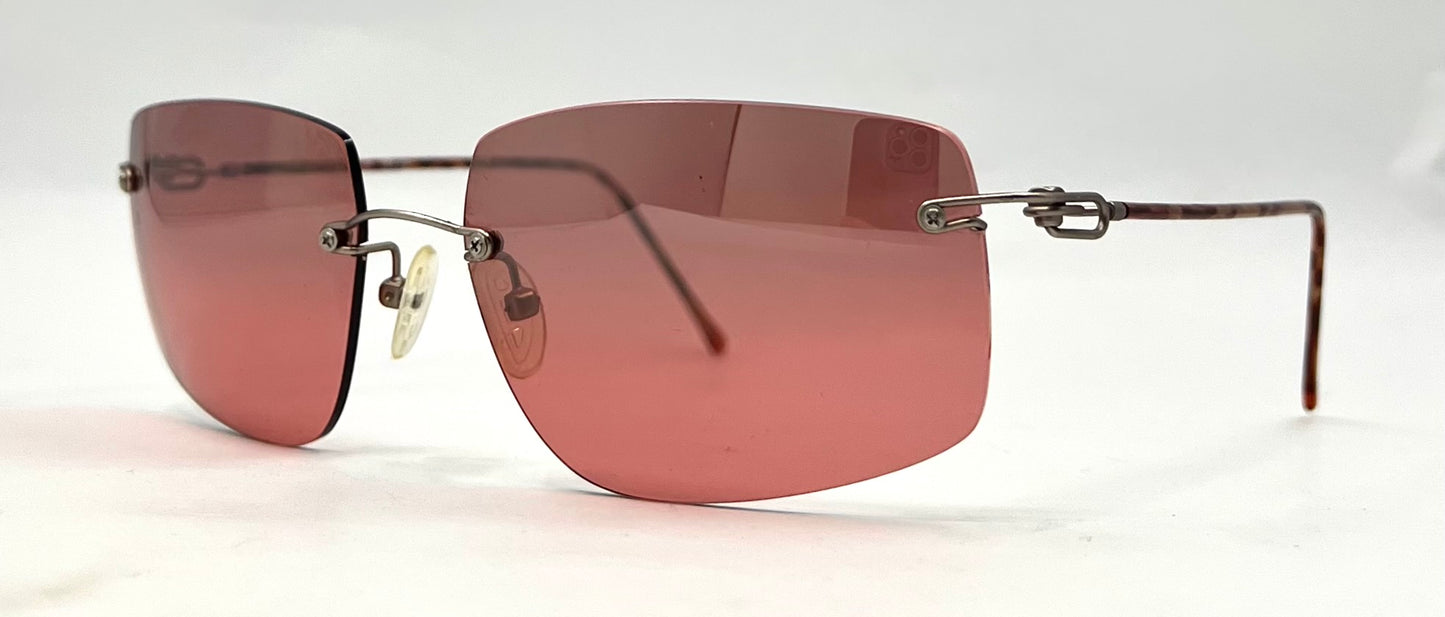 JBK 21.2-Rimless Italian Design Sunglasses-Rose Solid Tint Lens 46-20