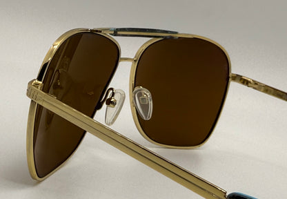 Deadstock Mosley Tribes BECKER-MT2023S 5035/33-Gold Aviator with Brown Lenses