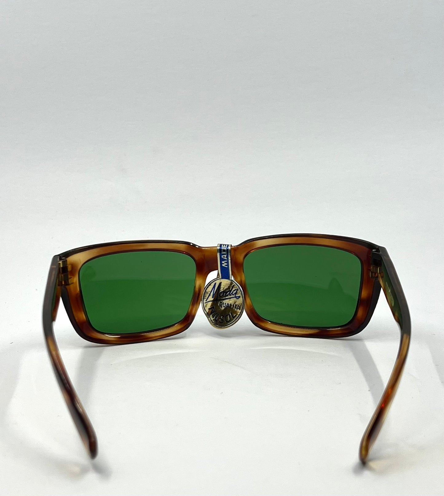 Nilsol Italy-Vintage Sunglasses-Tortoise Acetate W|Org. Green Lenses-Unworn