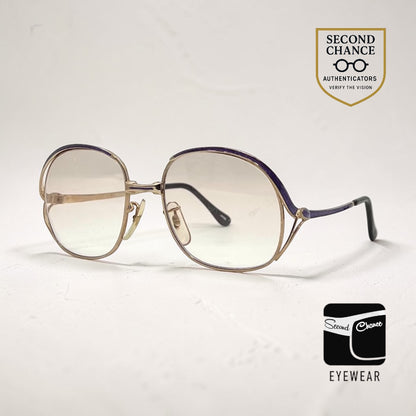Vintage GILT ISABEL 52-18 Gold Purple Enamel Japan Sunglasses