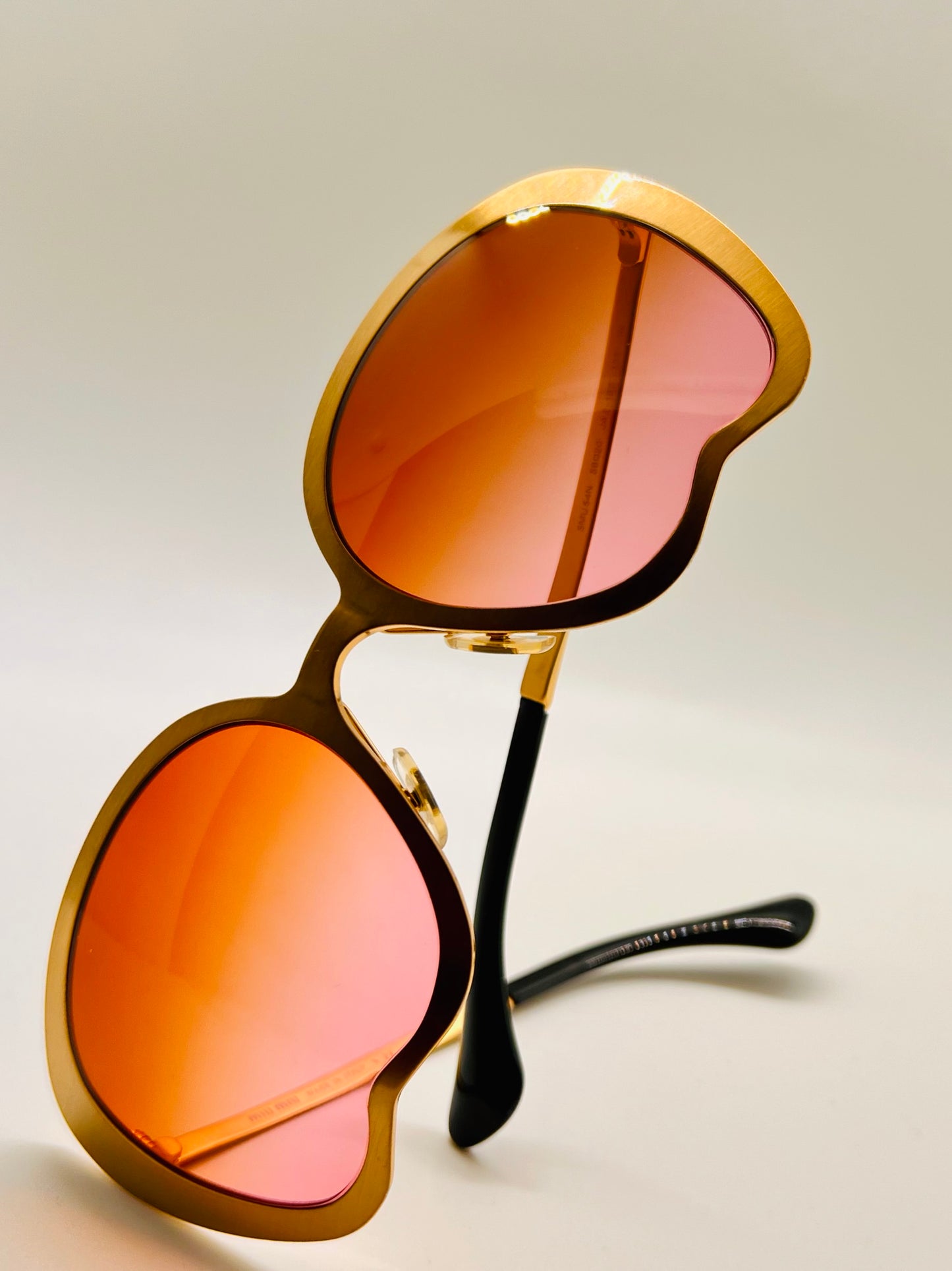 MIU MIU SMU54N JAZ Sun Wave Luxury Brass Sunglasses w/New Custom Gold to Rose Gradient Lenses