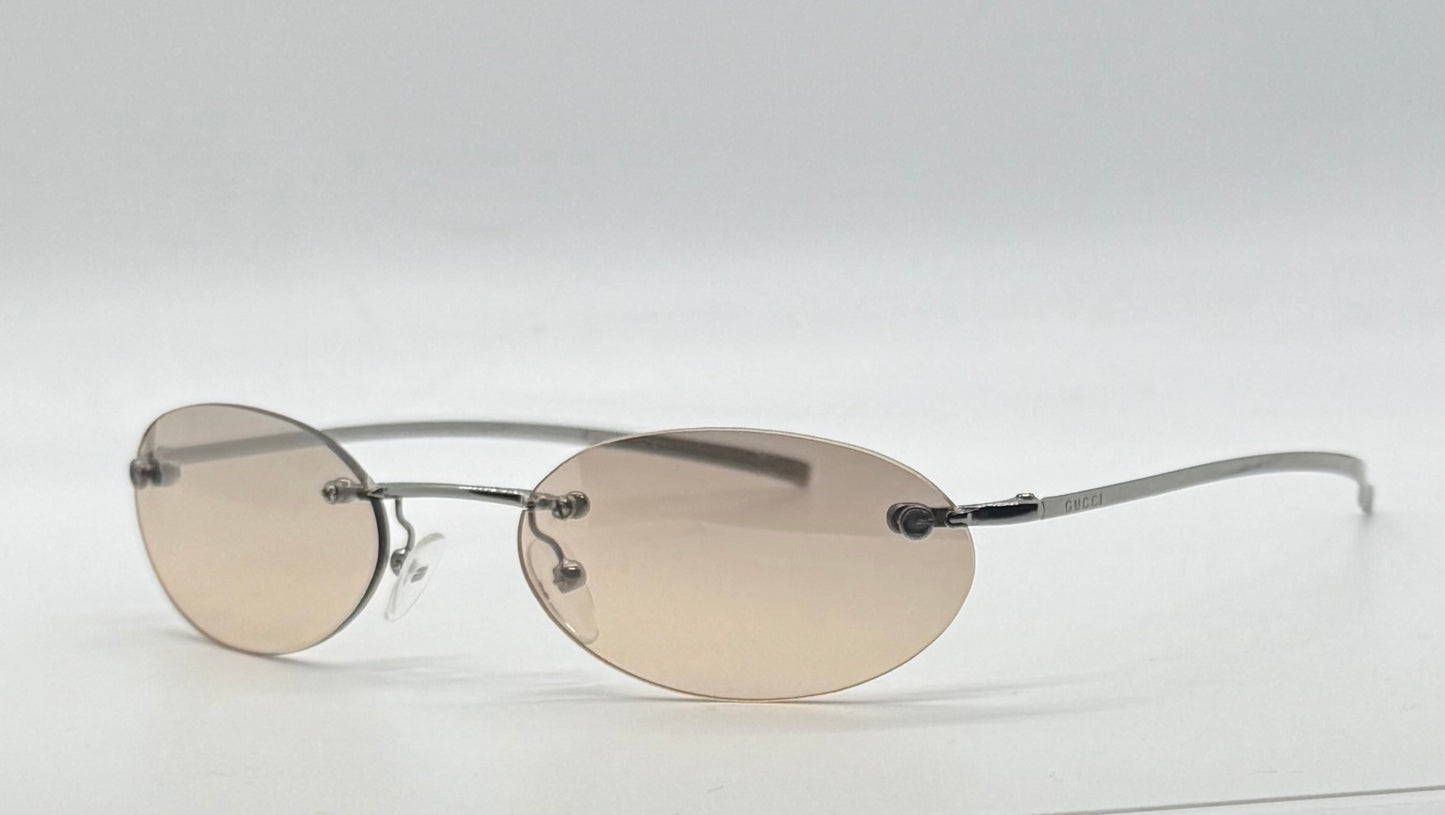 Gucci Gg1714|S 6Lb6P Rimless Oval Sunglasses 51-19-135 Deadstock Y2K Vintage