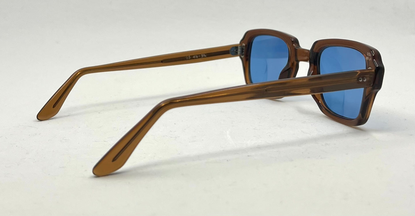 USS BCG 46-24 VINTAGE Military Frames-New Solid Blue Second Chance Customs Lenses