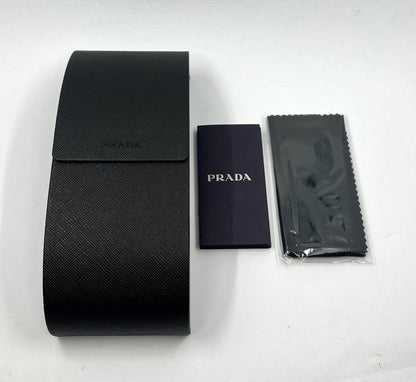 Prada SPR 58F Shield Sunglasses 5AV-1A1 Black Silver Full Kit Italy