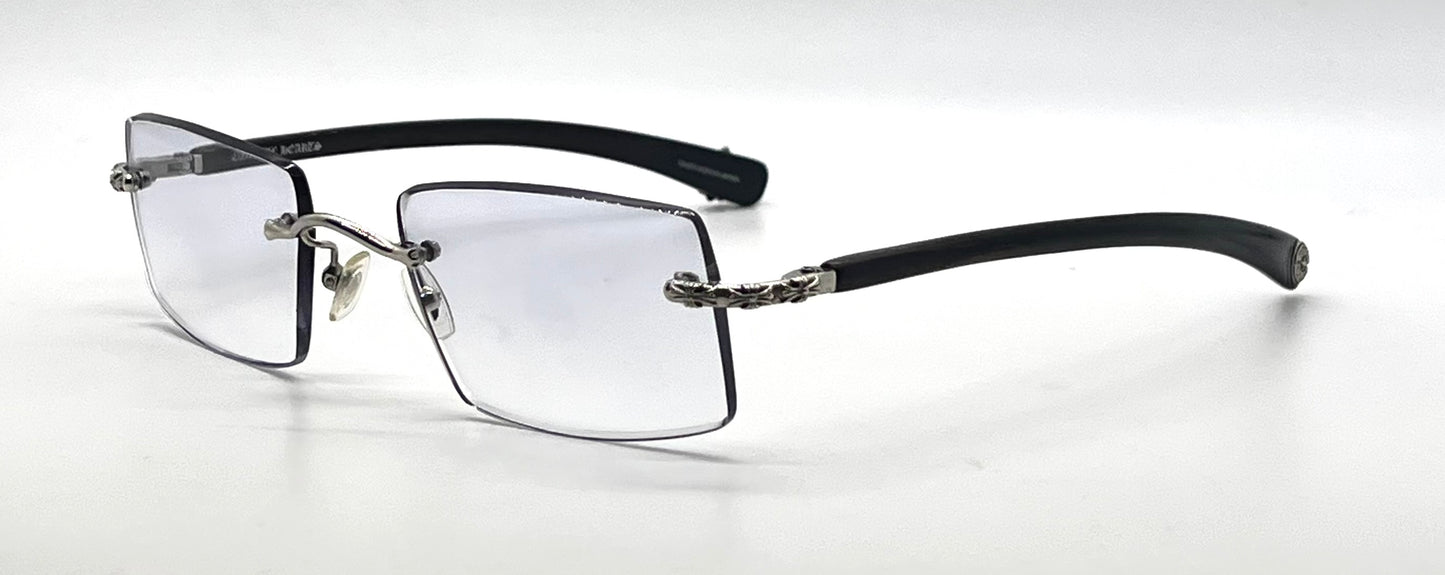 Chrome Hearts VELVEDERE SS-WEB-Vintage Rimless Wood Temple-New Custon Blue Zero Lenses