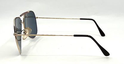 Safari II VINTAGE Aviator Sunglasses 60-15 Gold Metal Custom Blue Lenses