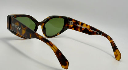 Brand New Off-White™ OERI063 6055 Sunglasses – Tortoise Frame with Green Lenses