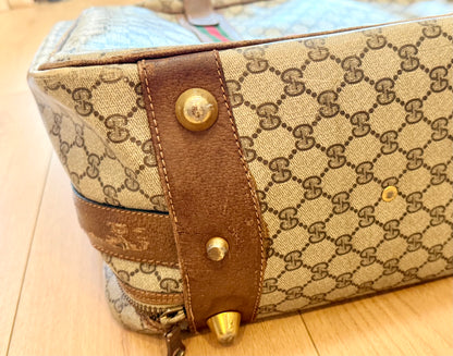 Vintage Gucci GG Supreme Web Stripe Suitcase 1980s Travel Case
