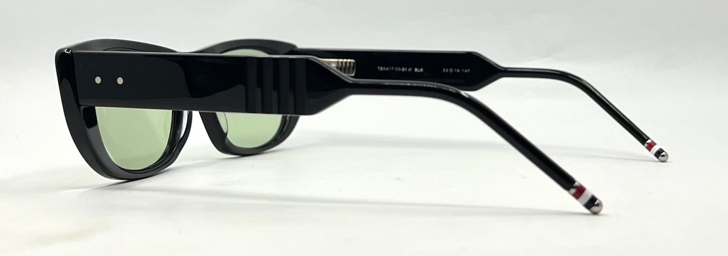 Thom Browne TBX417-53-01 Black Sunglasses-New Day/Night Green Custom Lenses-Unworn