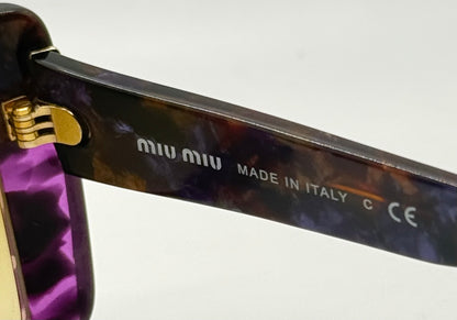 Miu Miu Smu 05O Vintage Sunglasses-Marbled Purple Amber Frame-Italy-55Mm