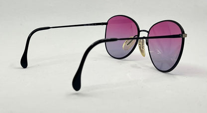 Zeiss Round Black Metal Vintage Sunglasses w/New Purple Fade Custom Lenses-56mm