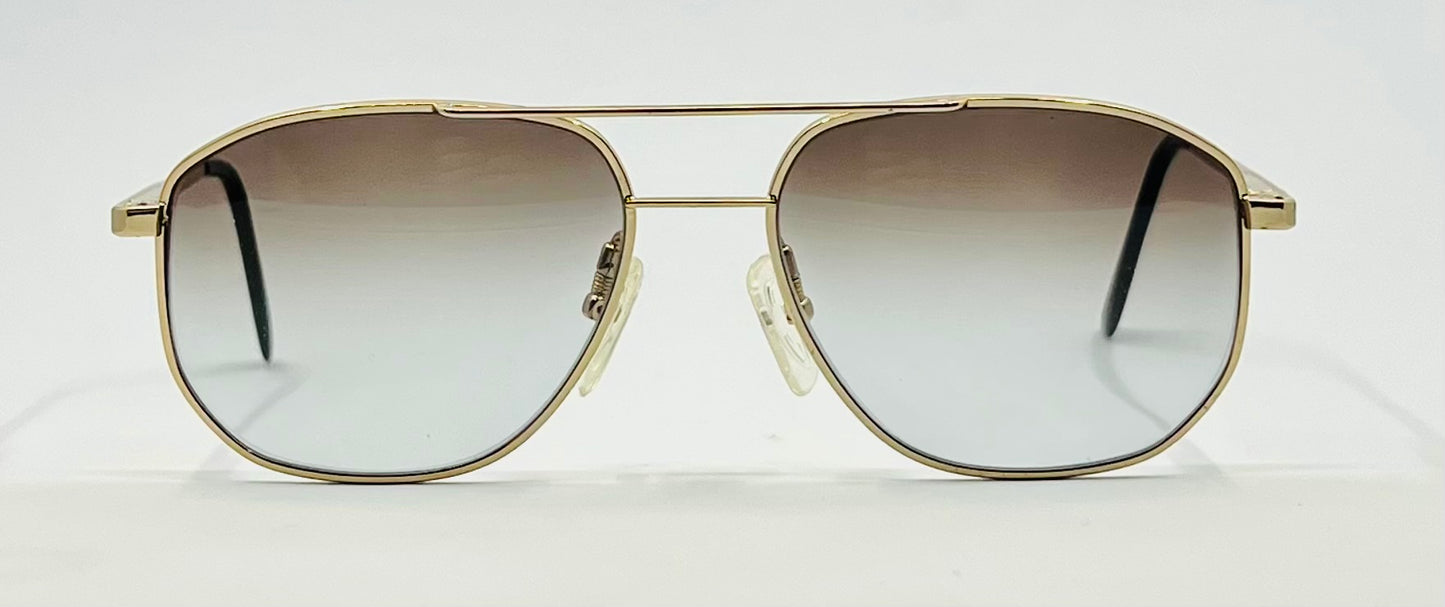 Studio 123-R-Flex Gold Aviator Sunglasses-New Gradient Custom Lenses-1970s Vintage