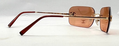 Chanel 4017-D Rimless Shield Sunglasses Swarovski CC-Unworn/Y2K Vintage-Italy