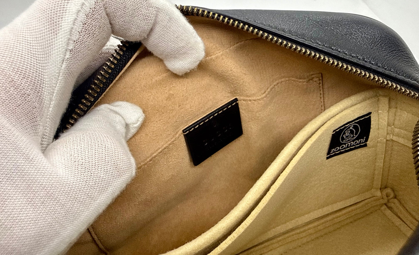 Gucci GG Marmont Small Camera Bag-Black Leather- Chevron Gold