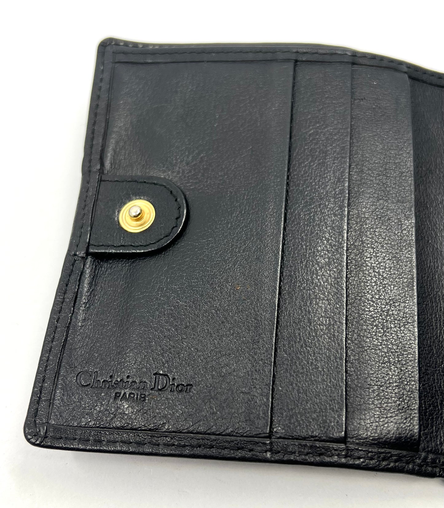 Christian Dior Vintage Black Leather Turnlock Wallet Made in France