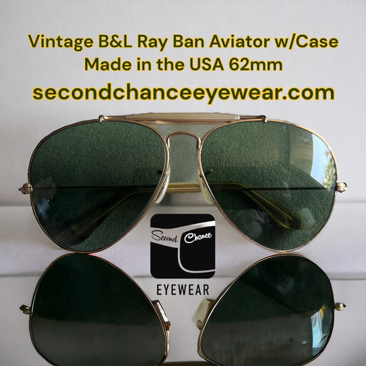 Vintage B&L RayBan Aviator Sunglasses w/Case-B&L Green Tempered Glass Lenses-USA