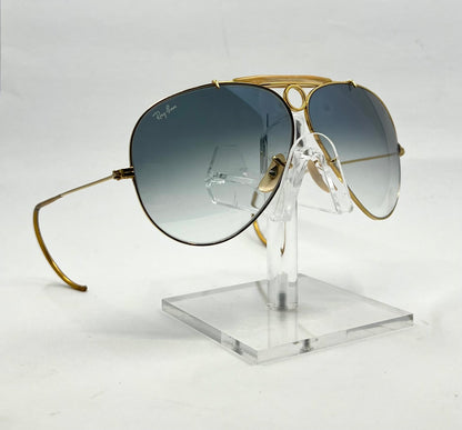 B&L Ray-Ban Shooter 62mm Vintage Gold Aviator-New Custom Lenses – Cable Temples-UNWORN