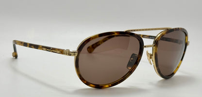 Brand New Philippe V No. 2 Classic Aviator Sunglasses – Gold-Tone & Havana with Essilor Brown HD Lenses