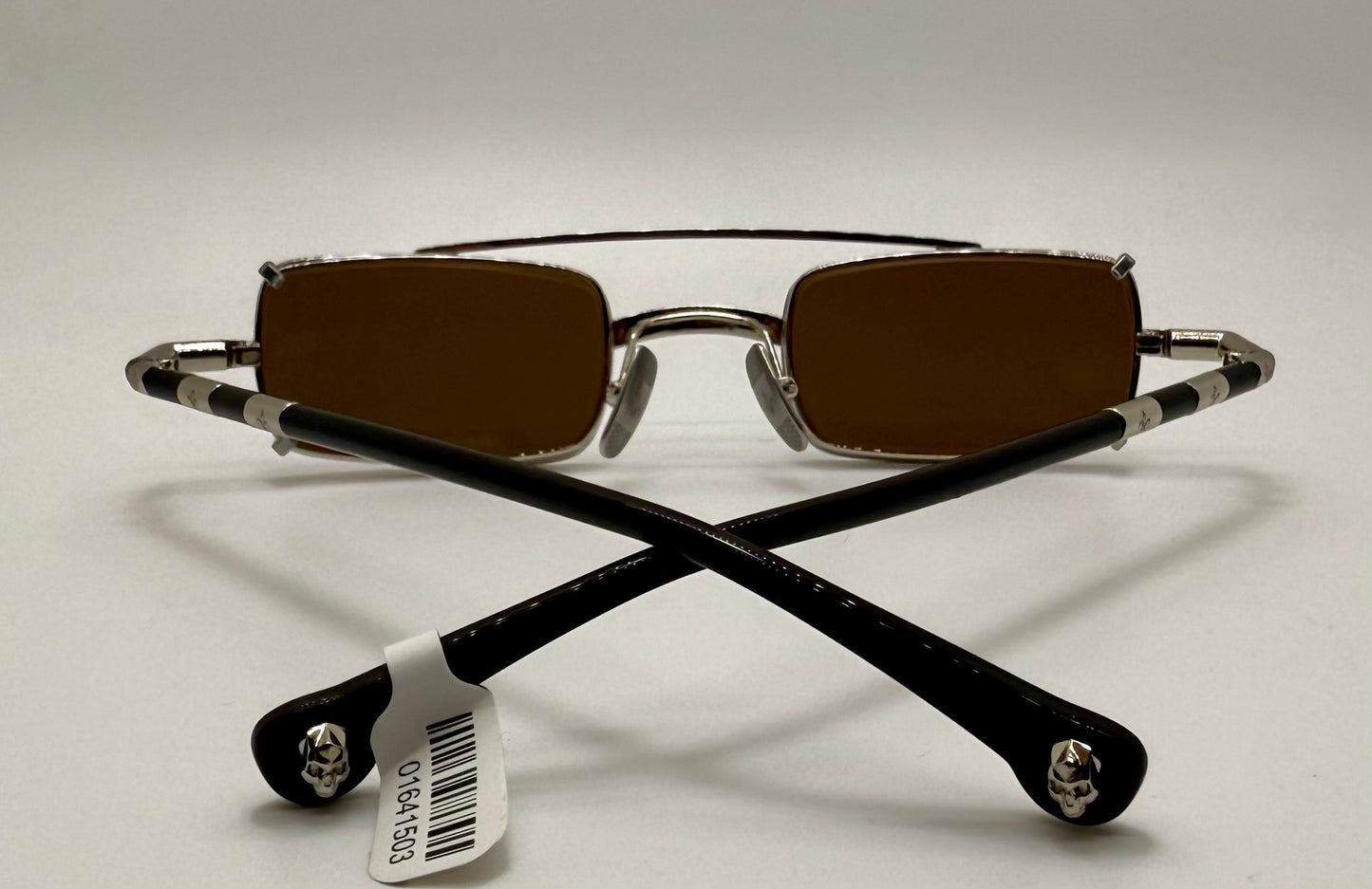 Brand New Philippe V X2 Titanium Rectangle Glasses | Yellow Lenses | Mirrored Silver Clip-On | Made in Japan