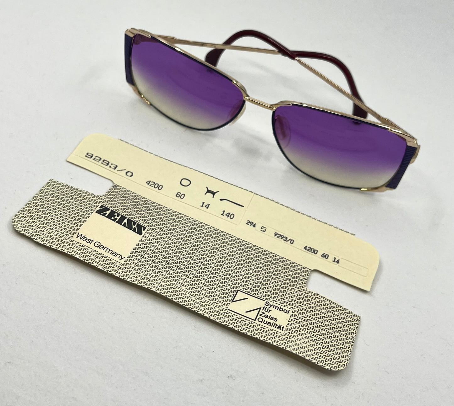 ZEISS 9293/0 Vintage Sunglasses w/New Purple to Yellow Gradient Custom Lenses-60mm