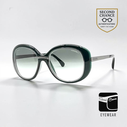 Chanel 6045-T 2N-Emerald Oversized Vintage Sunglasses-Italy - 55-19
