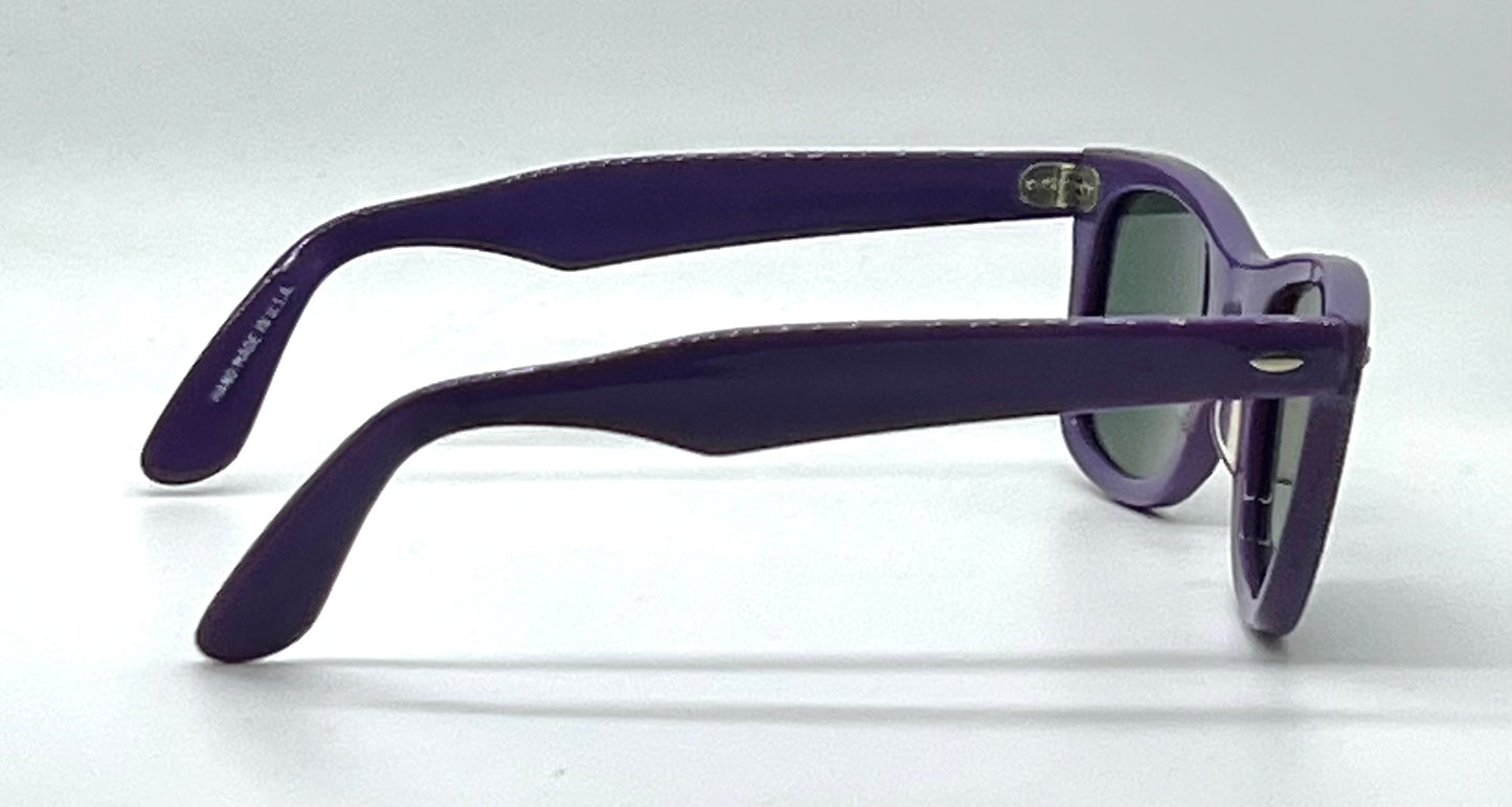 Vintage Handmade USA Purple Acetate Sunglasses Original B&L Green Lenses NOS