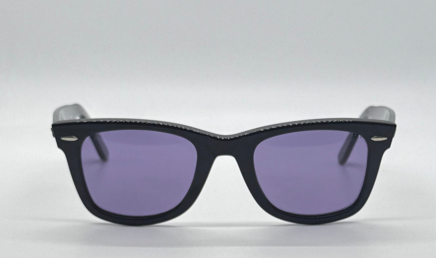 Ray-Ban RB5121 2000 Wayfarer Black w/ New Light Purple Custom Lenses–Full Kit