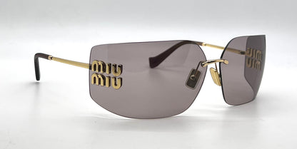 Miu Miu Aube MU 54YS-Gold Mauve Rimless Sunglasses-Unworn-Full Kit-Italy