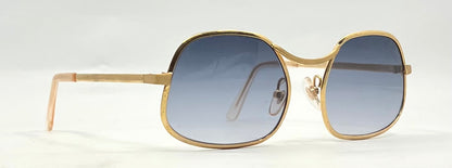 RPS Italy Gold Metal Vintage Sunglasses-New Blue Gradient Custom Tinted Lesnes