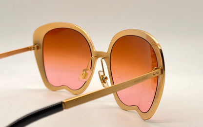 MIU MIU SMU54N JAZ Sun Wave Luxury Brass Sunglasses w/New Custom Gold to Rose Gradient Lenses